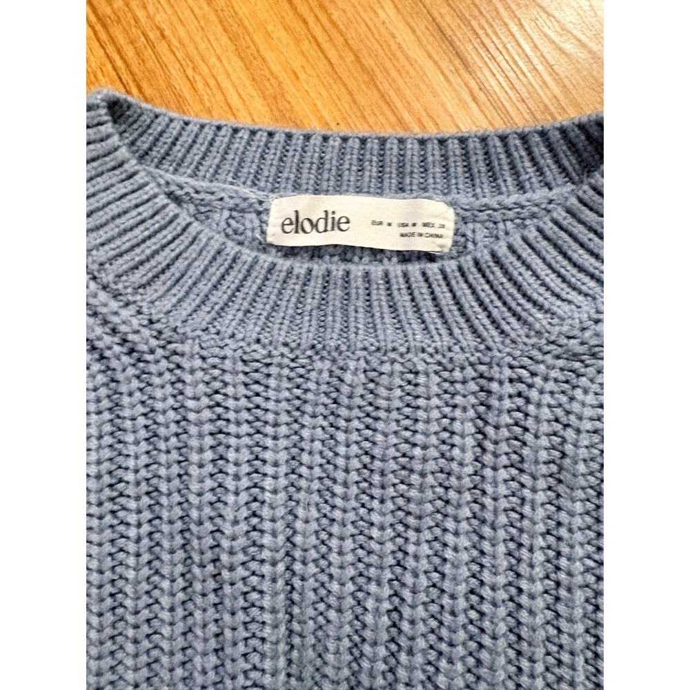 Elodie Cropped Sweater Y2k Textured‎ Knit Sky Blue Pullover Women's Medium - Picture 5 of 7